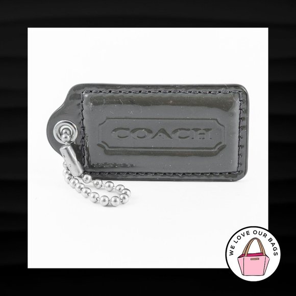 2.5" Large COACH ARMY GREEN PATENT LEATHER KEY FOB BAG CHARM KEYCHAIN HANG TAG - Picture 1 of 2